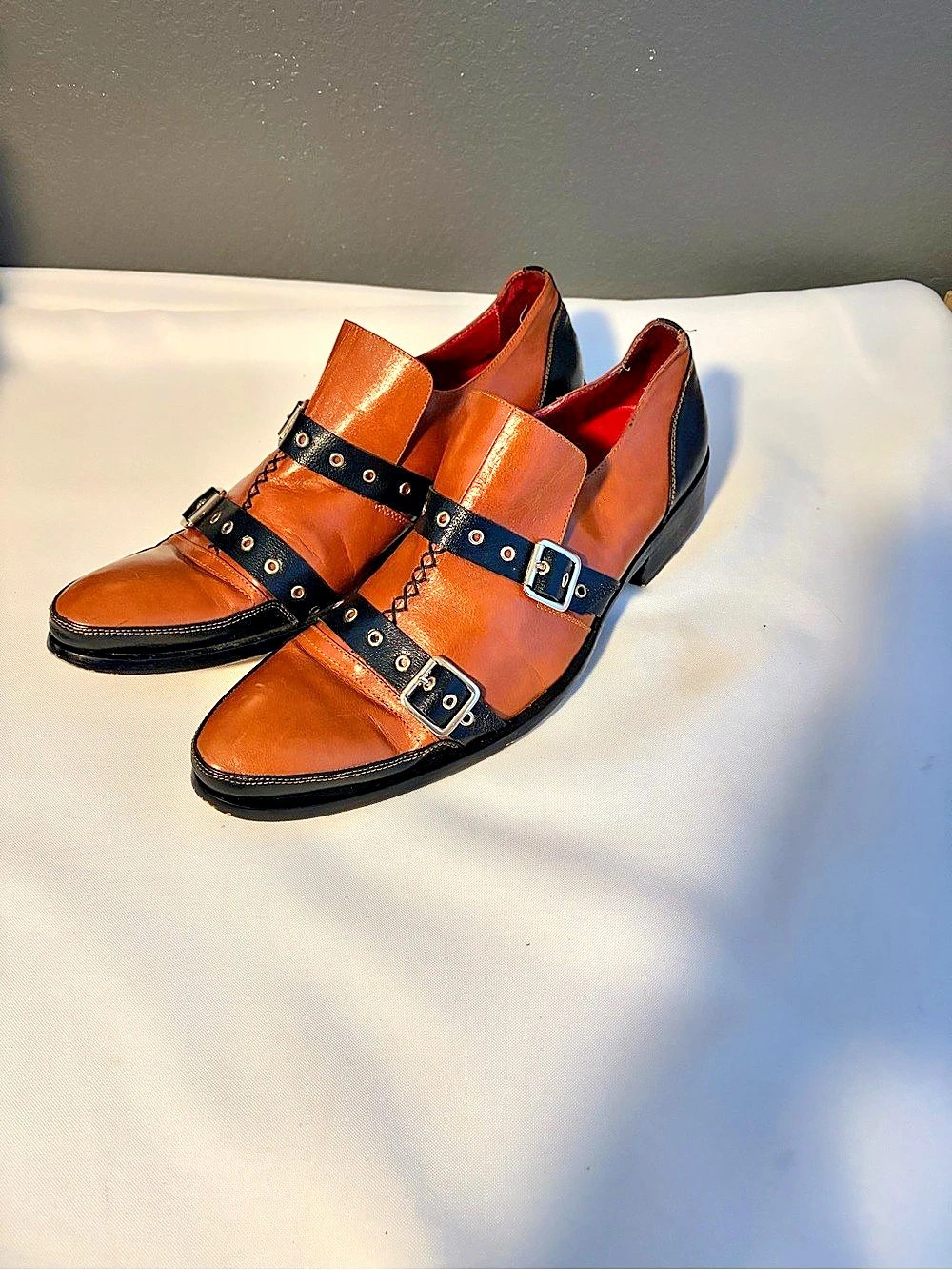 Sergio Fiesso Double Monk Strap Loafers Brown & Black US 11